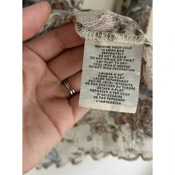 Ralph Lauren Denim & Supply Sheer Lace Crochet Henley Top L Paisley Dainty - Picture 8 of 8